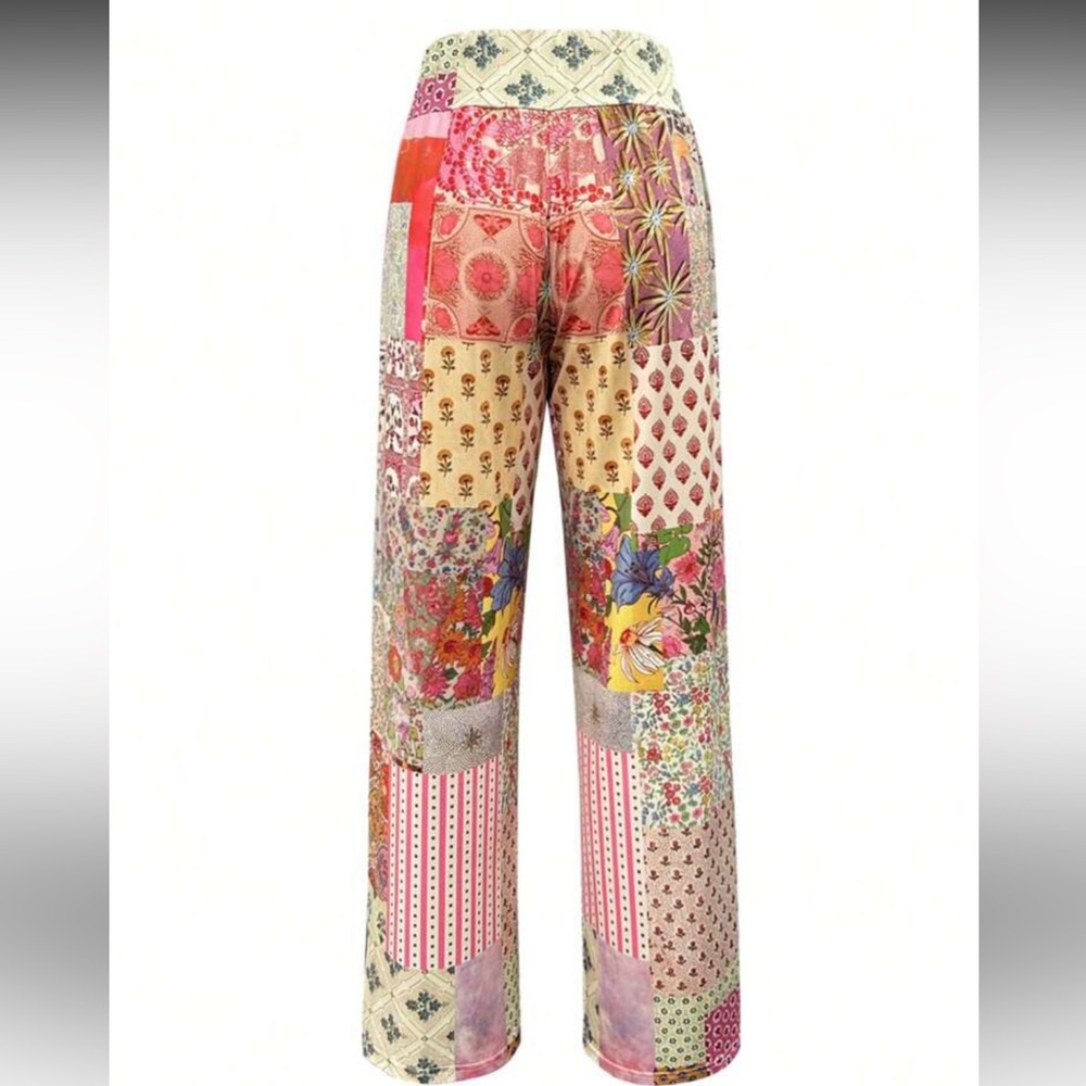 Patchwork Bohemian Wide-Leg Pants - Picture 2 of 3
